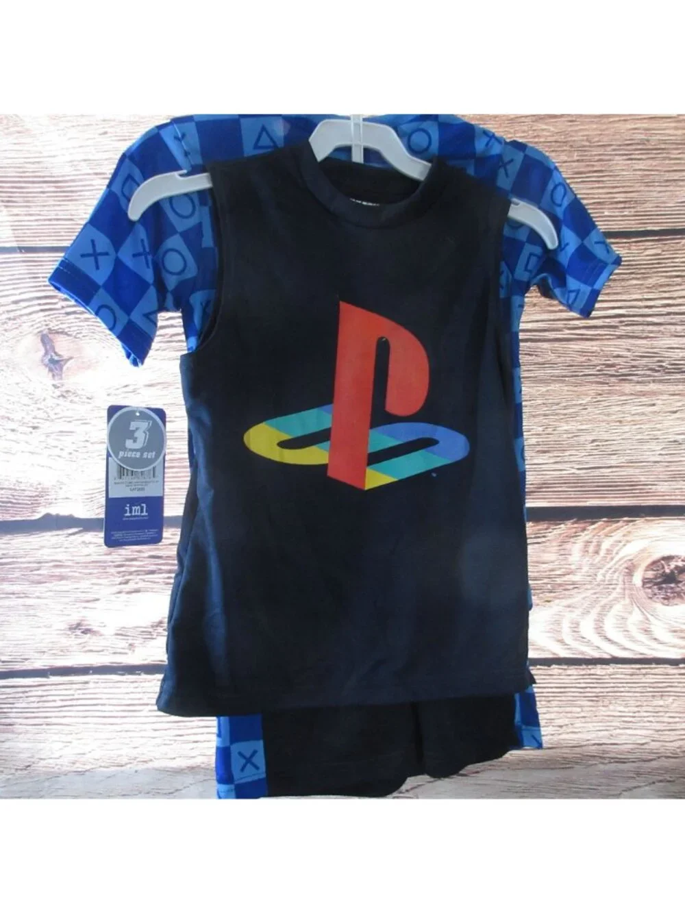 Sony Playstation Logo 3 Piece Set Child 5/6 Shirt Tank Top Shorts Isaac Morris